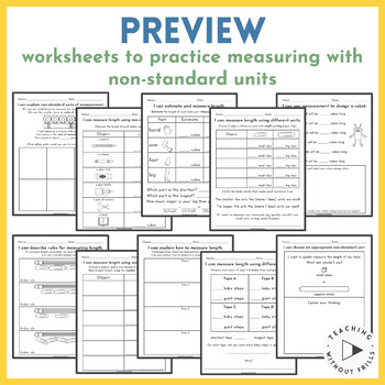 first grade non standard measurement packet measuring