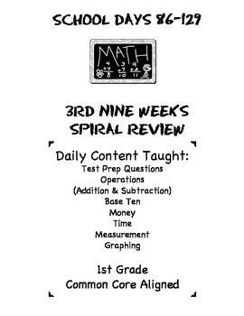 Preview of 1st Grade Common Core Spiral Math Review-3rd Nine Weeks
