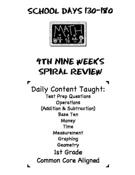 Preview of 1st Grade Common Core Spiral Math Review-4th Nine Weeks