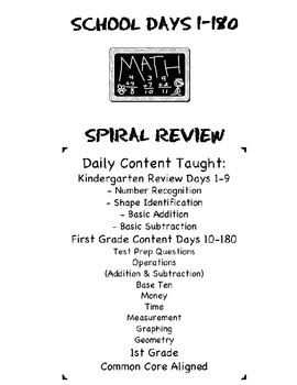 Preview of Math Common Core Spiral Review: 1st Grade-Full Year Bundle