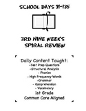 1st Grade Common Core Spiral Reading Review-3rd Nine Weeks