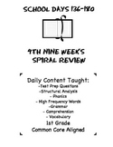 1st Grade Common Core Spiral Reading Review-4th Nine Weeks