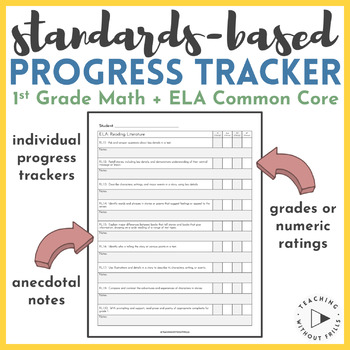 Preview of 1st Grade Common Core Standards-Based Gradebook and Progress Tracker