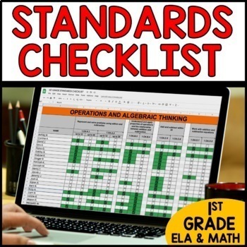Preview of 1st Grade Common Core Standards Assessments Checklist Google Sheets