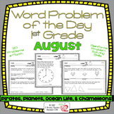 Word Problems 1st Grade, August, Spiral Review, Distance Learning