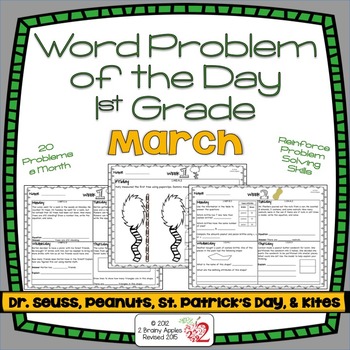 Preview of Word Problems 1st Grade, March, Spiral Review, Distance Learning