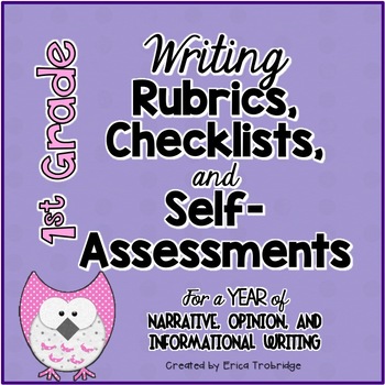 Preview of 1st Grade Common Core Writing Rubrics & Checklists for the ENTIRE YEAR!