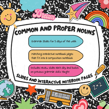 Preview of 1st Grade Common Proper Nouns Slides with Matching Interactive Notebook Pages