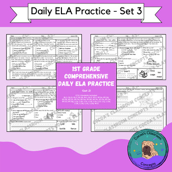 Preview of 1st Grade Comprehensive Daily ELA Practice - Set 3