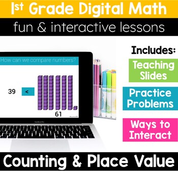 Preview of 1st Grade Counting Place Value 1.NBT.1 1.NBT.2 1.NBT.3 Digital Math Activities