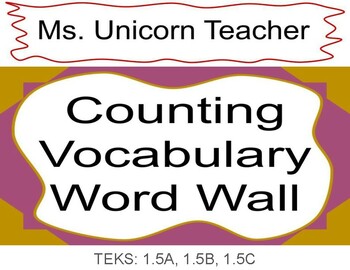 Preview of 1st Grade Counting Vocabulary Pack