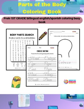 Preview of 1st Grade Cursive Writing English/Spanish Human Body/El Cuerpo Vocabulary