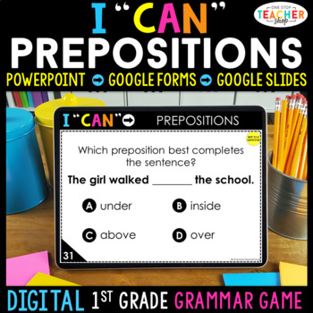 Preview of 1st Grade DIGITAL Grammar Game | Prepositions| Distance Learning