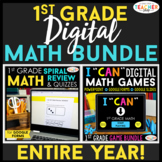 1st Grade DIGITAL Math BUNDLE | Spiral Review, Quizzes & Games