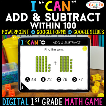 Preview of 1st Grade DIGITAL Math Game | Addition & Subtraction within 100