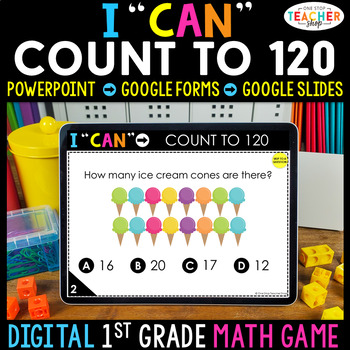 Preview of 1st Grade DIGITAL Math Game | Counting to 120 | Distance Learning
