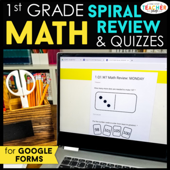 Preview of 1st Grade DIGITAL Math Spiral Review | Homework, Morning Work, Warm Ups