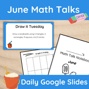 Preview of Daily June Number Talk Google Slides with Student Notebook