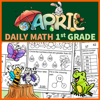 Preview of 1st Grade Daily Math April Morning Work No Prep Printables