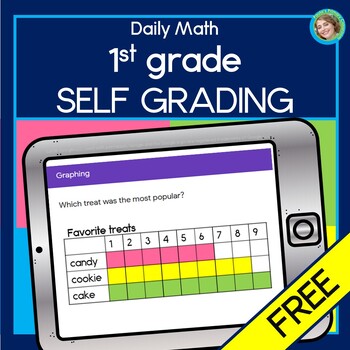 Preview of 1st Grade Daily Math Spiral Review Digital Warm Up Morning Work 9 days FREE