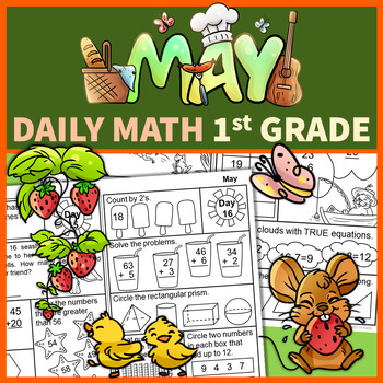 Preview of 1st Grade Daily Math May Morning Work No Prep Printables