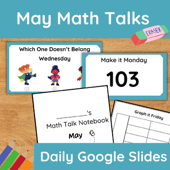 Preview of Daily May Number Talk Google Slides with Student Notebook