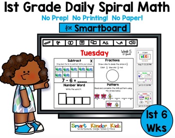 Preview of 1st Grade Daily Spiral Math for Smartboard - 1st 6 Weeks!