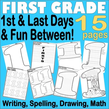 Preview of 1st Grade Days First Last End of the Year Art Worksheets Writing Prompts School
