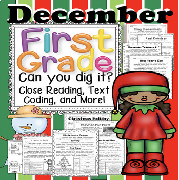 Preview of 1st Grade December Themes Close Reading Passages Graphic Org. Writing & More!