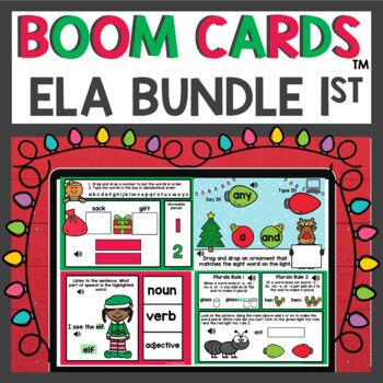 Preview of 1st Grade December ELA Boom Cards™ Digital Activities