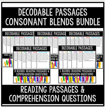 Preview of 1st Grade Decodable Reading Comprehension Passages | Consonant Blends BUNDLE