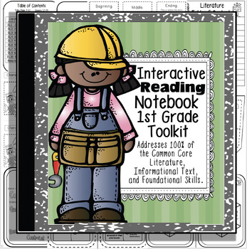Preview of 1st Grade Digital Interactive Notebook Close Reading Google Slides & PDF