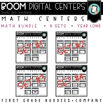 Preview of 1st Grade Digital Math Centers Bundle : 40 BOOM CARDS™ Centers