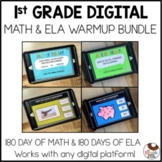 1st Grade Digital Math & ELA Warm Up Bundle | Spiral Review