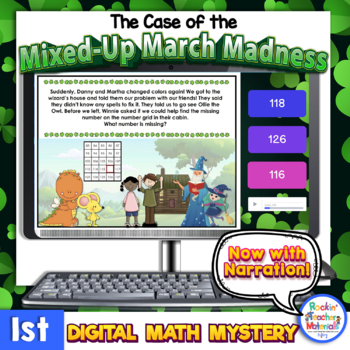 Preview of 1st Grade Digital Math Mystery March Madness Distance Learning