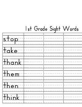 sight words 1st grade worksheet