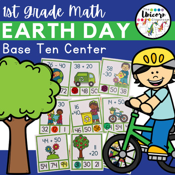 Preview of 1st Grade EARTH DAY Math Add & Subtract Multiples of 10 Clip It Center