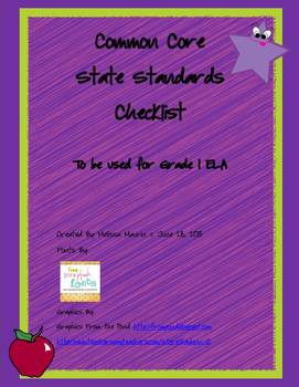 Preview of 1st Grade ELA CCSS Checklist