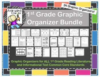Preview of 1st Grade ELA Graphic Organizers Yearlong Set
