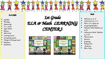 Preview of 1st Grade ELA $ Math Virtual Choice Center