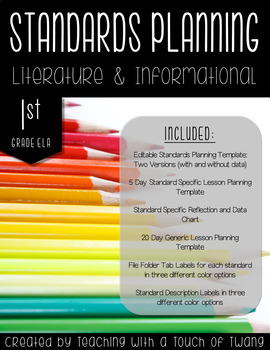 Preview of 1st Grade ELA Standards Planning Tool Kit