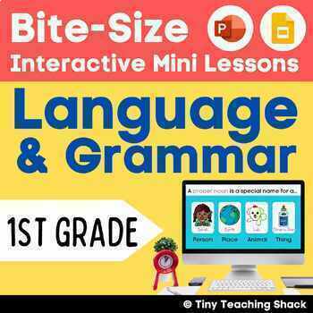 Preview of 1st Grade ELA and Grammar Lessons on Google Slides and PowerPoint -33 ELA Topics