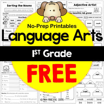 Preview of 1st Grade ELA and Grammar Worksheets Free