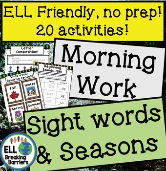 Preview of Teaching with Seasons, Morning Work, ELL Friendly, No Prep!