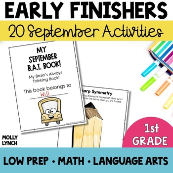 Preview of 1st Grade Early Finishers Activities September | Fast Finishers BAT Book for 1st