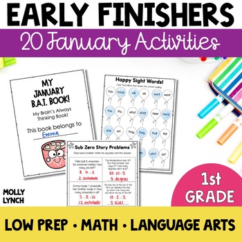 Preview of 1st Grade Early Finishers January | Fast Finishers BAT for 1st Graders