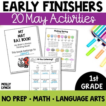 Preview of 1st Grade Early Finishers May | Fast Finishers BAT Book for 1st Graders