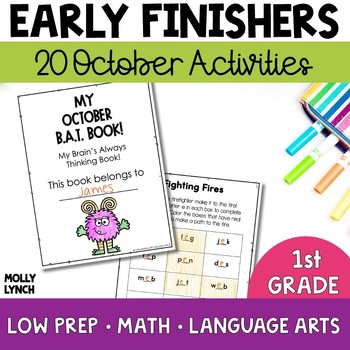 Preview of 1st Grade Early Finishers October | Fast Finishers BAT Book for 1st Graders