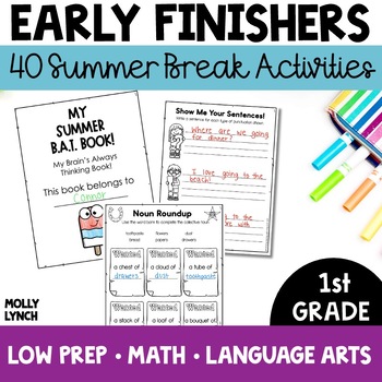 Preview of 1st Grade Early Finishers Summer | Fast Finishers BAT Book for 1st Graders