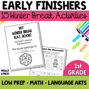 Preview of 1st Grade Early Finishers Winter Break | Fast Finishers BAT Book for 1st Graders